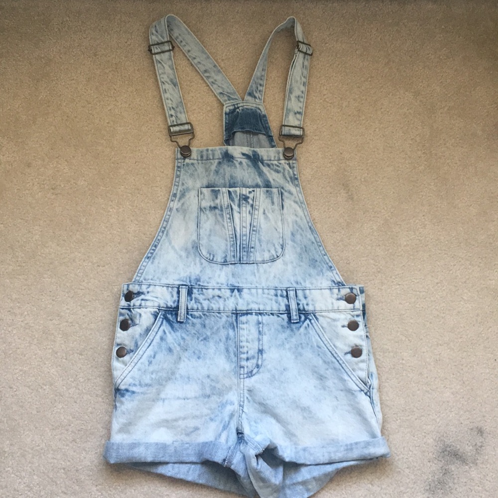 Denim short overalls